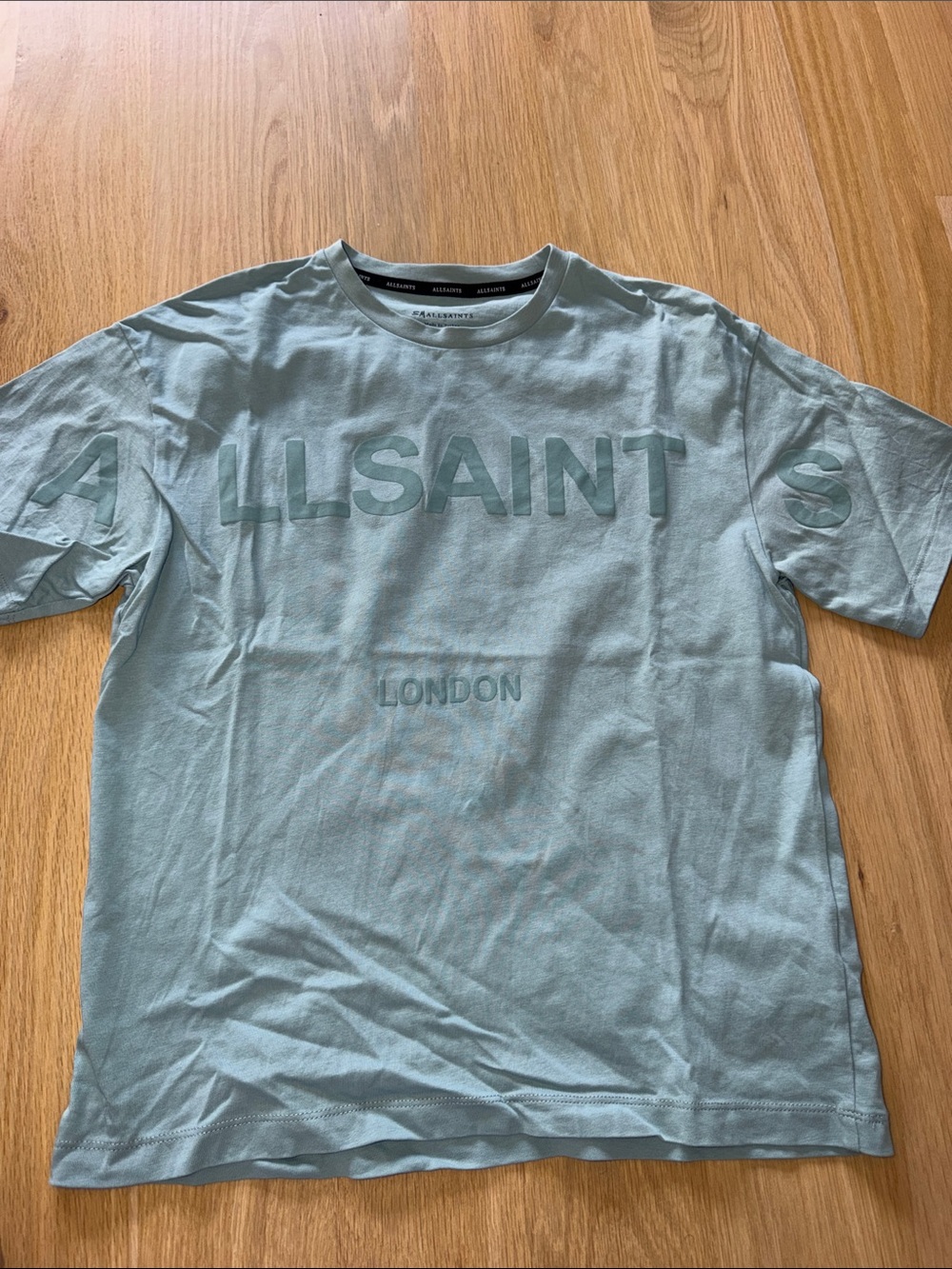 All Saints Pale Blue Logo Crewneck T-Shirt